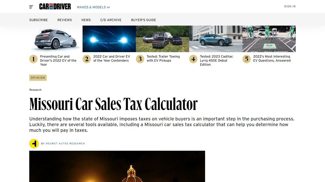 Missouri Car Sales Tax Calculator - Car and Driver